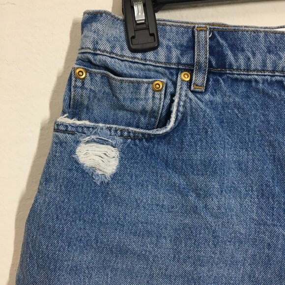 Victoria Beckham Womens Size 30 Blue Denim Shorts Side Striped 100% Cotton - Picture 2 of 15